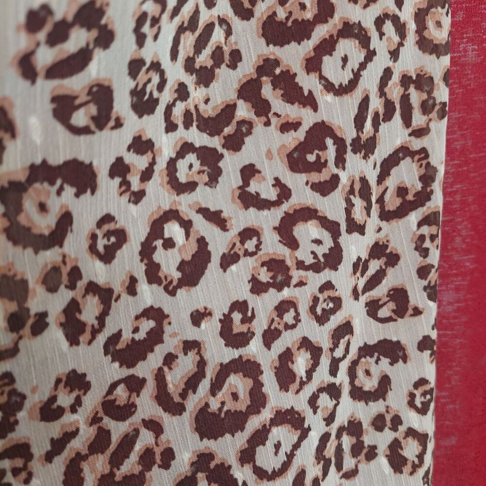 Umgee Darker Red Kimono/Cardigan with Animal Print Trim NWT S/M Sheer - Picture 4 of 8